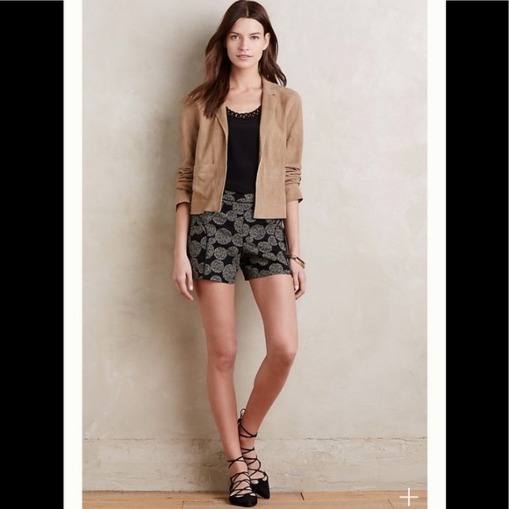 Anthropologie Cartonnier Cotton Black White Polka-dot High Waist Shorts